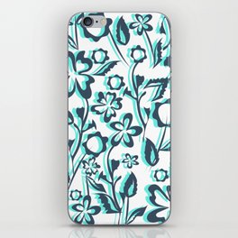 Arol - Floral Minimalsitic Colorful Flower Art Design Pattern in Blue and Green iPhone Skin