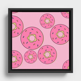 Pink Donut Framed Canvas