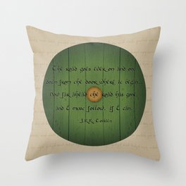 The Road Goes Ever On - Green Door Throw Pillow