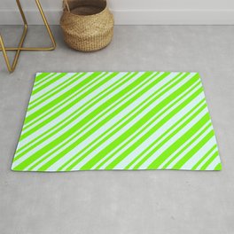[ Thumbnail: Light Cyan and Green Colored Lined/Striped Pattern Rug ]