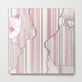 Collage - pink-white- vanilla ice facial silhouettes Metal Print
