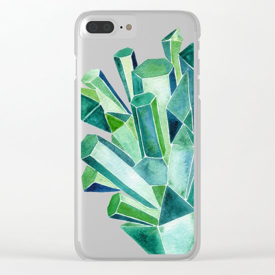 Emerald Watercolor Clear iPhone Case