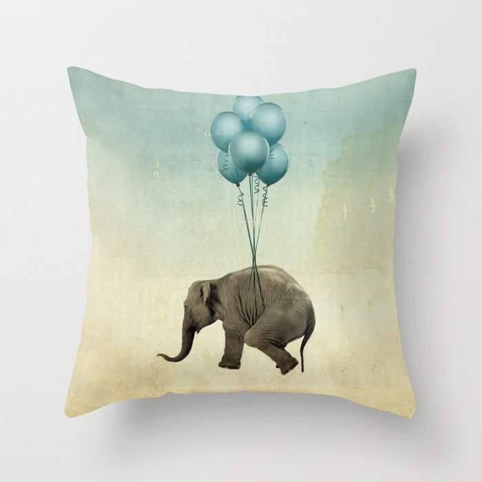 Levitating Elephant Throw Pillow