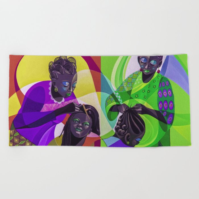 The hairdressers No. 2, African American masterpiece portrait painting Beach Towel