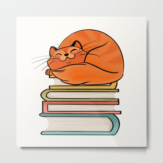 With Books And Cats Life Is Sweet Metal Print
