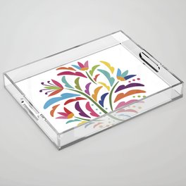Mexican Otomí Floral Composition by Akbaly Acrylic Tray
