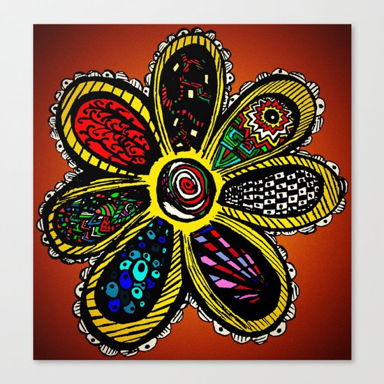 Patchwork Hippy Flower Canvas Print