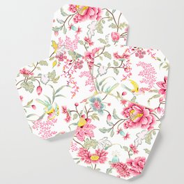 dainty cottagecore floral packed pattern - red/pink Coaster