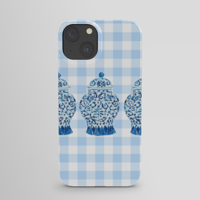 Blue and White Ginger Jar Gingham iPhone Case