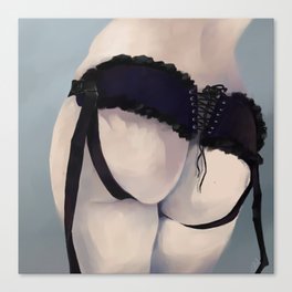 Butt 3 - Cute butt bum in a lace-up corset outfit Canvas Print