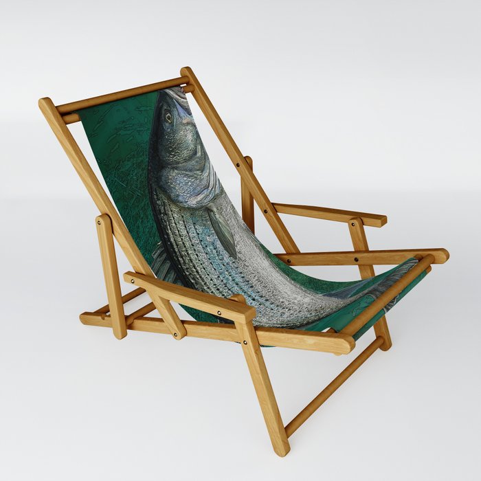 Striped Bass Fishing Art Prints Sling Chair by FishwearDesigns