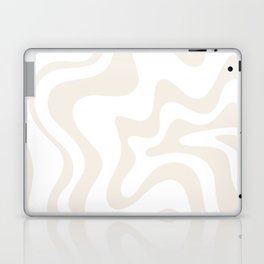 Liquid Swirl Abstract Pattern in Pale Beige and White Laptop Skin