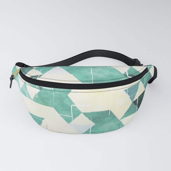 Abstract Green Triangles, Watercolor Pattern Fanny Pack