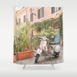 Retro Scooter in Rome | Pastel Color City Street in Italy Photo Art Print | Europe Travel Photography  Shower Curtain