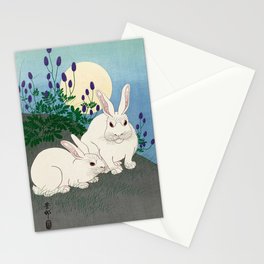 Rabbits at Full Moon, 1920-1930 by Ohara Koson Stationery Card