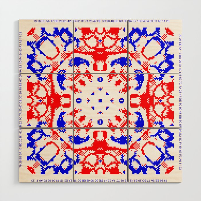 Ca Fantasy Red Blue White Series 9 Wood Wall Art By Cellulrautomataart