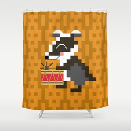 badger on drums Shower Curtain