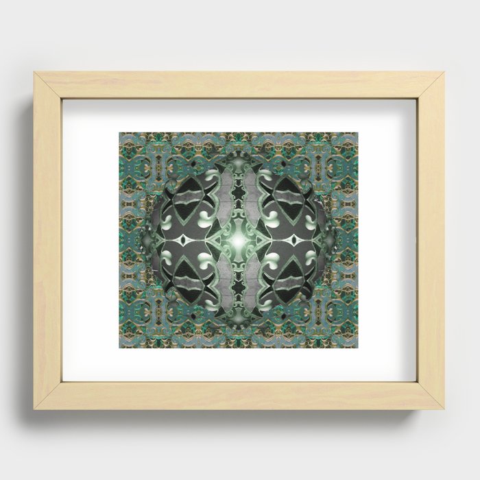 Emerald Rococo Metallic Gothic Mandala Recessed Framed Print