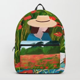 Poppy field painting Backpack