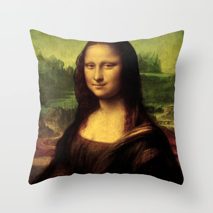 Mona Lisa Painting Throw Pillow