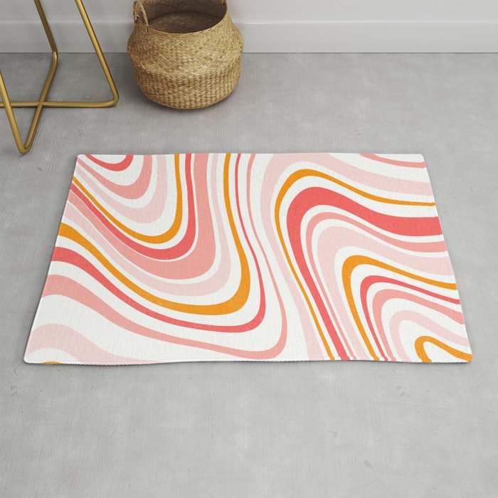 Retro 70s swirl pink abstract pattern Rug