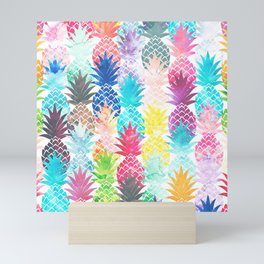 Hawaiian Pineapple Pattern Tropical Watercolor Mini Art Print
