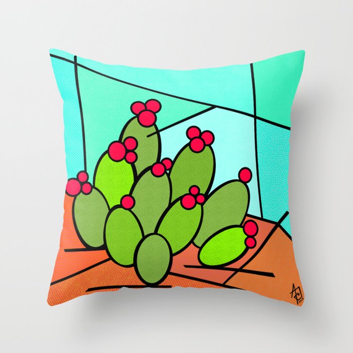 Morning Claret Cup Cactus Throw Pillow