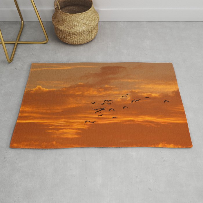 Birds and sunset Rug