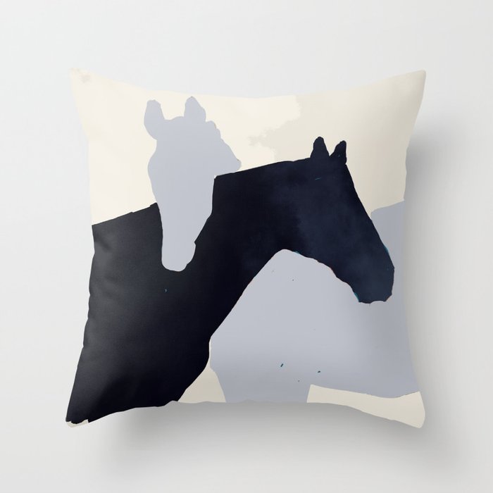 Minimal Horses 4 Throw Pillow