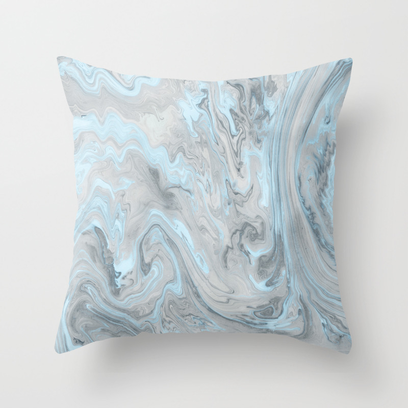 Ice Blue And Gray Marble Throw Pillow By Lisaargyropoulos Society6