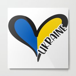 Love Ukraine Heart Metal Print
