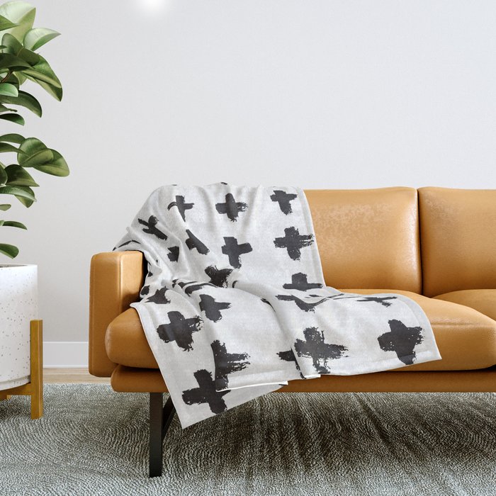 Brushstroke Swiss Cross Pattern Throw Blanket by kdmcmaster Society6