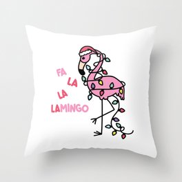Christmas Flamingo Throw Pillow