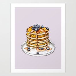 Food Illustration - Stack of pancakes - Watercolor Art Print