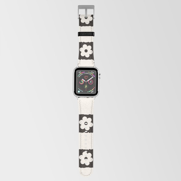 Retro Flower Checker in Black&White Apple Watch Band
