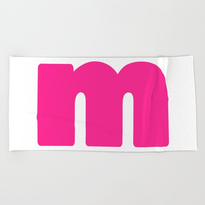 m (Dark Pink & White Letter) Beach Towel