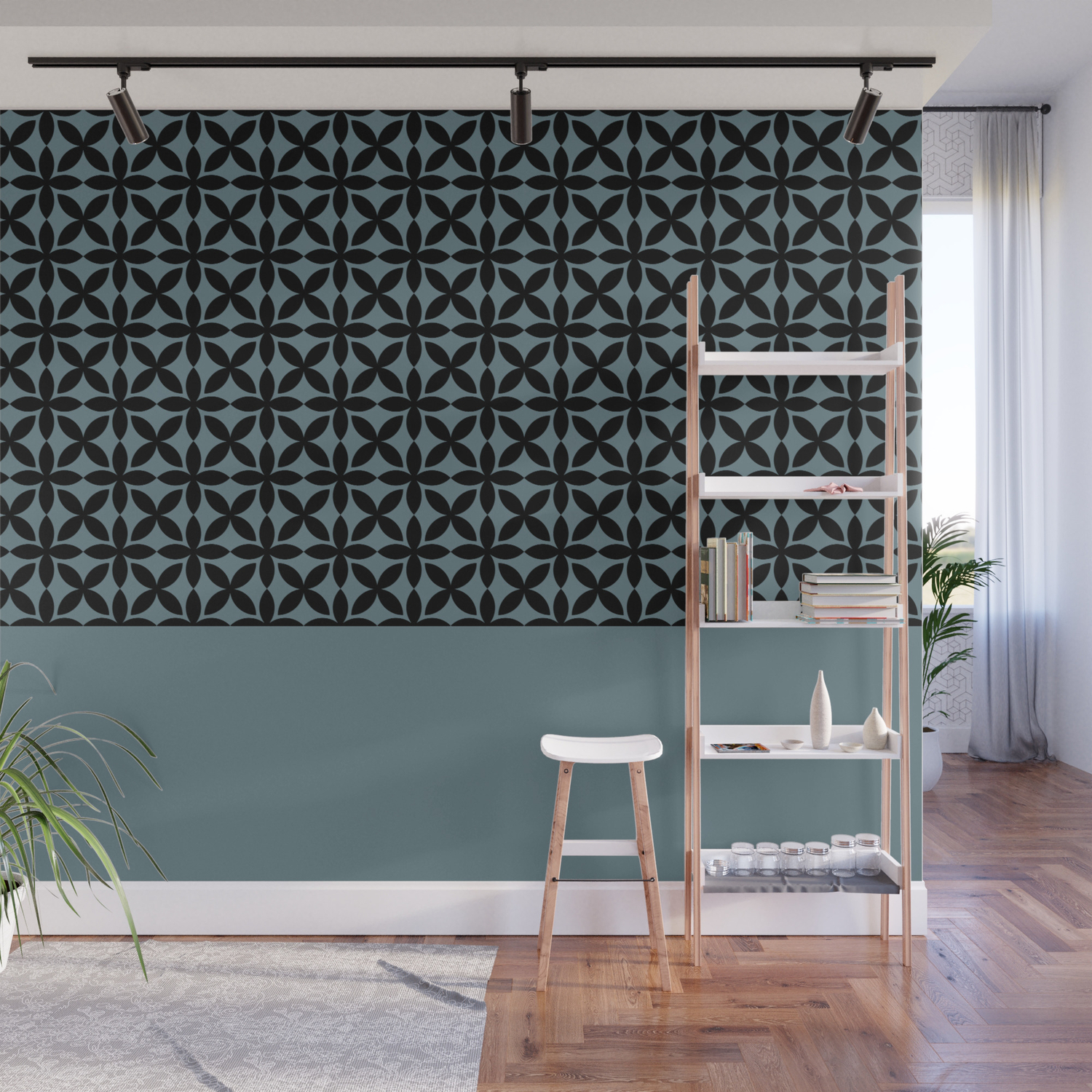 Black Square Petals Graphic Design Pattern On Ppg Paint Artifact