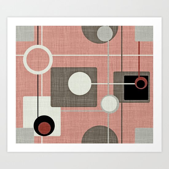 Orbs & Squares Pink Art Print