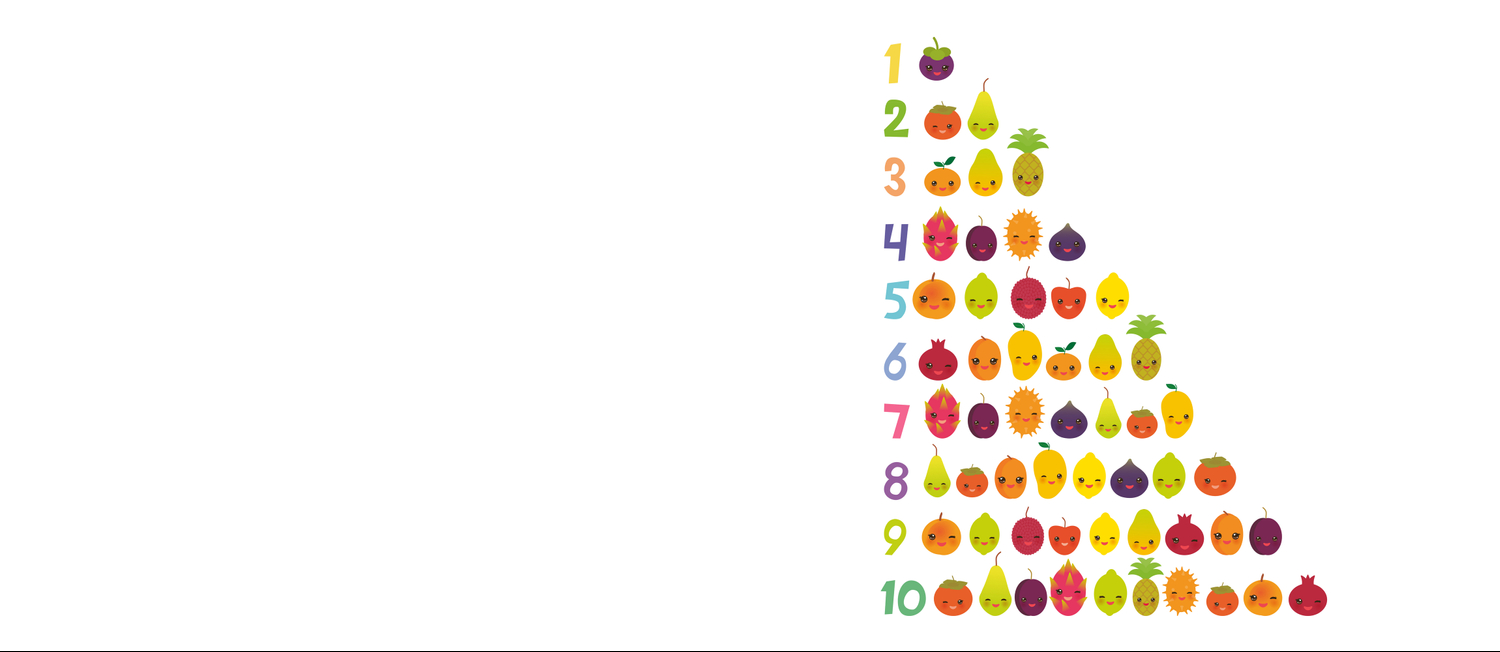 Numbers For Preschool Kindergarten Kids Kawaii Fruit From One To
