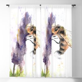 Honey Bee and Purple Flower Blackout Curtain