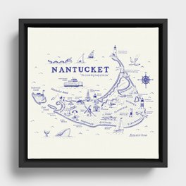 Nantucket Map Framed Canvas