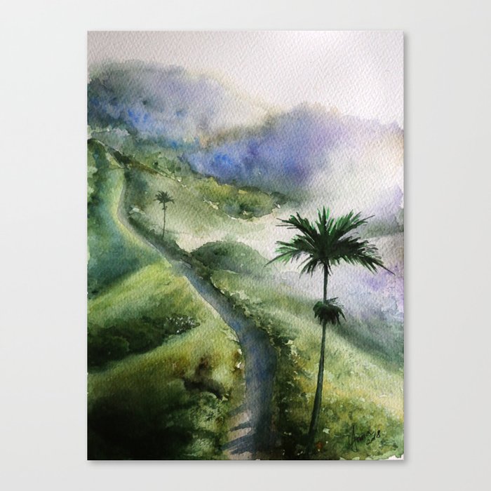 Bali Nature Watercolor Art Canvas Print