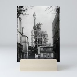 Piecing Together of the Architecture of the Statue Of Liberty In Paris, 1886 black and white photograph Mini Art Print