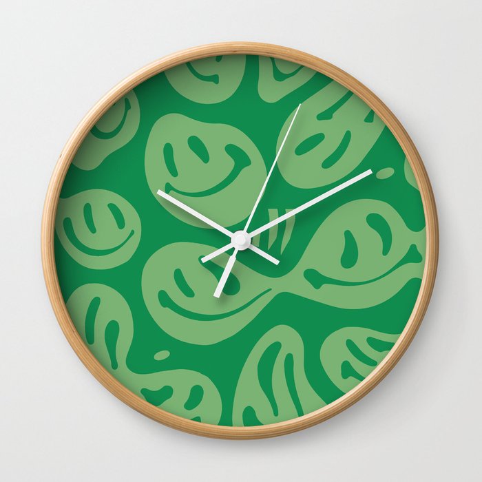 Money Green Melted Happiness Wall Clock