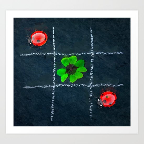 Clover and ladybugs tic-tac-toe pattern Art Print