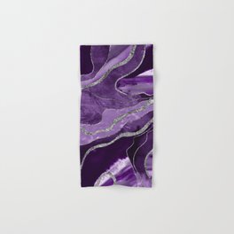 Purple Marble Agate Silver Glitter Glam #1 (Faux Glitter) #decor #art #society6 Hand & Bath Towel