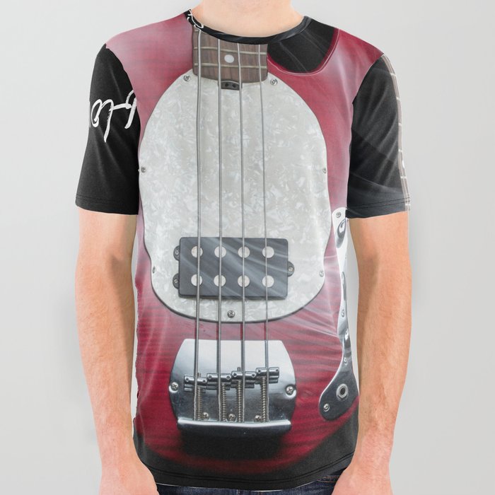 The Flow of Music Minimal Guitar Portrait with Light Painting and Quote All Over Graphic Tee