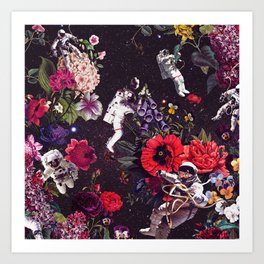 Flowers and Astronauts - Space Art Print