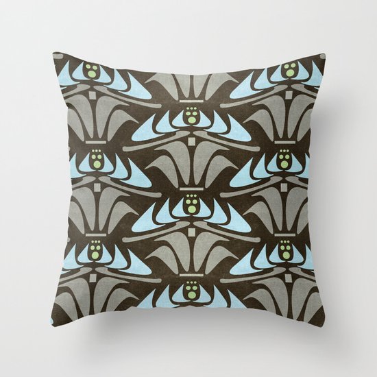 Blue - Arts and Crafts Inspired Stylized Floral Pattern - Susan Weller Throw Pillow