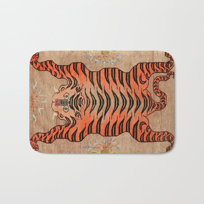 Antique Tibetan Tiger Bath Mat